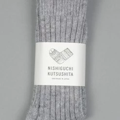 Nishiguchi Kutsushita Wool Ribbed Socks Light Grey