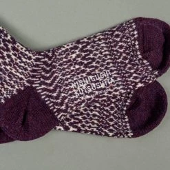 Nishiguchi Kutsushita Wool Jacquard Socks Good Purple 19 Nishiguchi Kutsushita Wool Jacquard Socks Good Purple