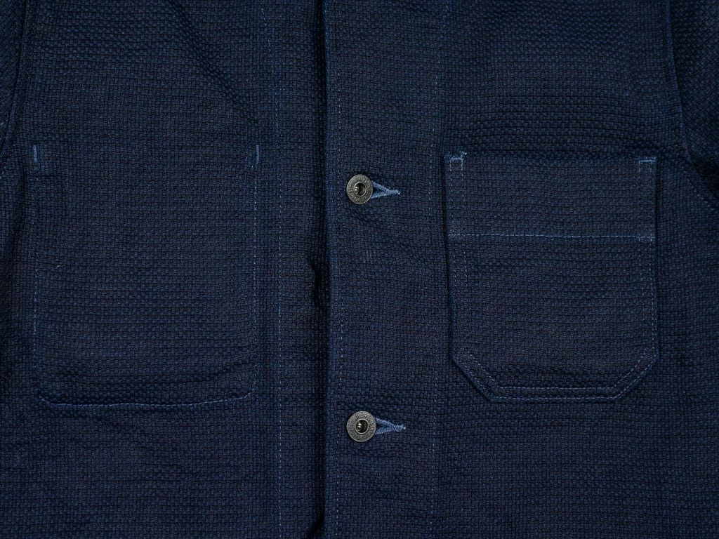 NEW ARRIVALS ONI Denim 03100-ID Sashiko Dobby Coverall Jacket Indigo 16 NEW ARRIVALS ONI Denim 03100-ID Sashiko Dobby Coverall Jacket Indigo