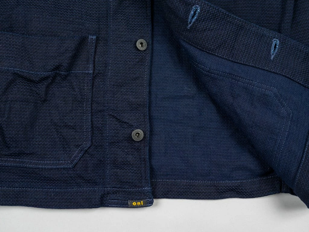 NEW ARRIVALS ONI Denim 03100-ID Sashiko Dobby Coverall Jacket Indigo 23 NEW ARRIVALS ONI Denim 03100-ID Sashiko Dobby Coverall Jacket Indigo