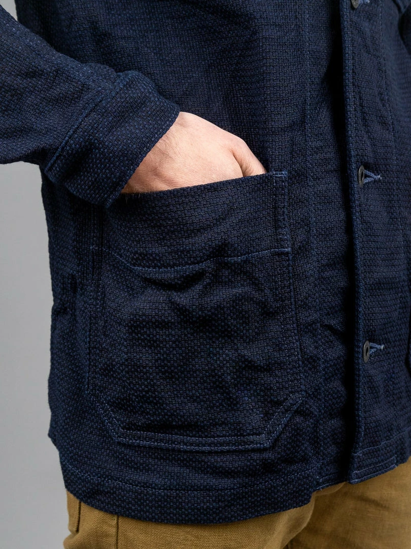 NEW ARRIVALS ONI Denim 03100-ID Sashiko Dobby Coverall Jacket Indigo 8 NEW ARRIVALS ONI Denim 03100-ID Sashiko Dobby Coverall Jacket Indigo