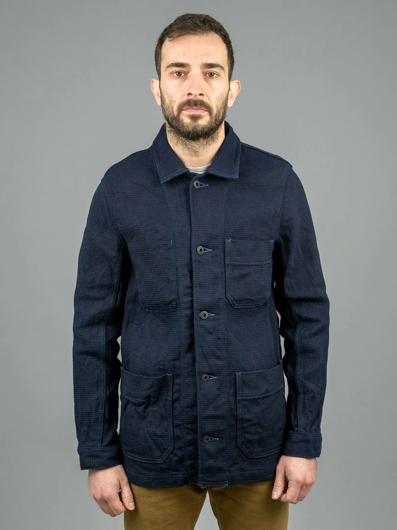 NEW ARRIVALS ONI Denim 03100-ID Sashiko Dobby Coverall Jacket Indigo 6 NEW ARRIVALS ONI Denim 03100-ID Sashiko Dobby Coverall Jacket Indigo