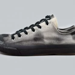 NEW ARRIVALS Pras Shellcap Low "Mura" Uneven Hand Dyed Sneakers Grey/Black