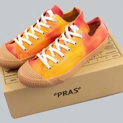 NEW ARRIVALS Pras Shellcap Low "Mura" Uneven Hand Dyed Sneakers Orange/Gum 31 NEW ARRIVALS Pras Shellcap Low