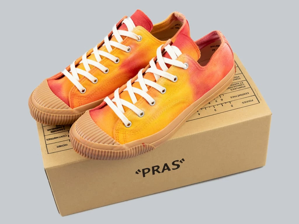NEW ARRIVALS Pras Shellcap Low "Mura" Uneven Hand Dyed Sneakers Orange/Gum 17 NEW ARRIVALS Pras Shellcap Low "Mura" Uneven Hand Dyed Sneakers Orange/Gum