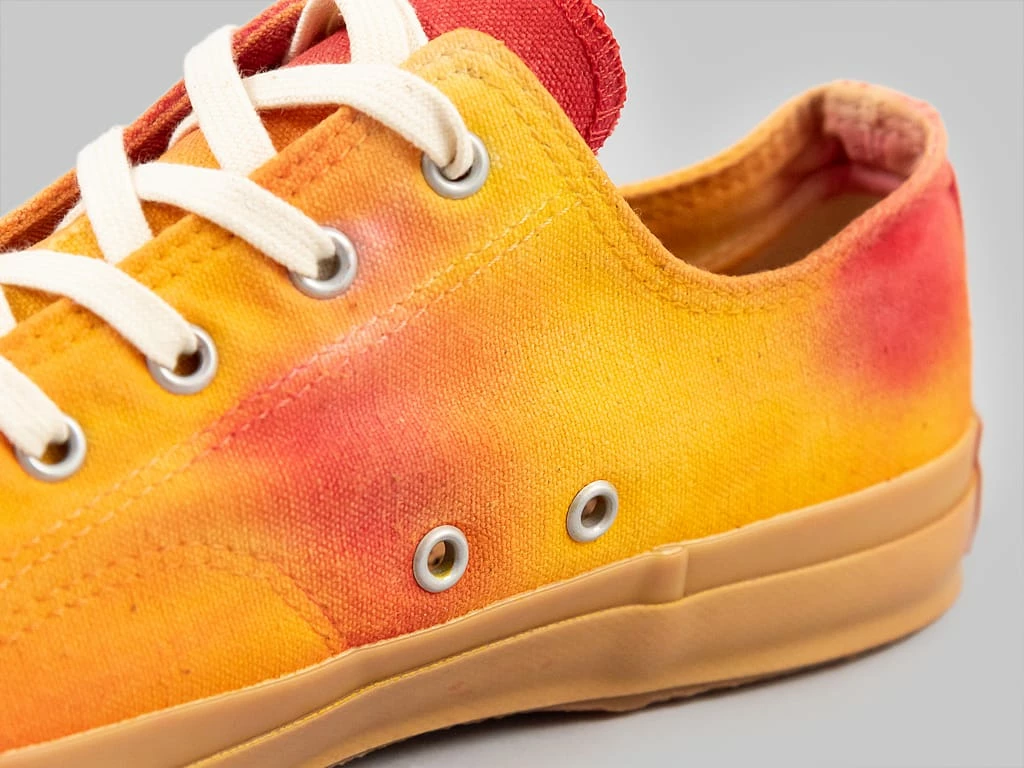 NEW ARRIVALS Pras Shellcap Low "Mura" Uneven Hand Dyed Sneakers Orange/Gum 10 NEW ARRIVALS Pras Shellcap Low "Mura" Uneven Hand Dyed Sneakers Orange/Gum