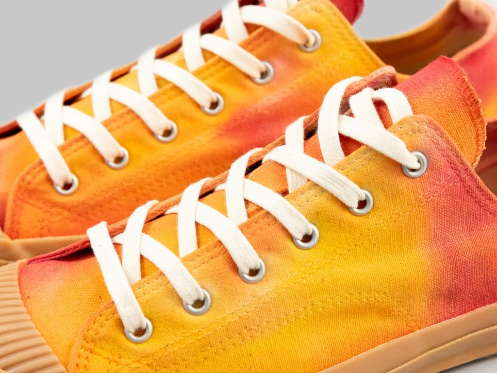 NEW ARRIVALS Pras Shellcap Low "Mura" Uneven Hand Dyed Sneakers Orange/Gum 8 NEW ARRIVALS Pras Shellcap Low "Mura" Uneven Hand Dyed Sneakers Orange/Gum