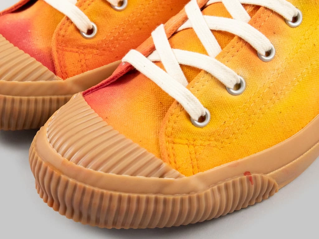 NEW ARRIVALS Pras Shellcap Low "Mura" Uneven Hand Dyed Sneakers Orange/Gum 6 NEW ARRIVALS Pras Shellcap Low "Mura" Uneven Hand Dyed Sneakers Orange/Gum