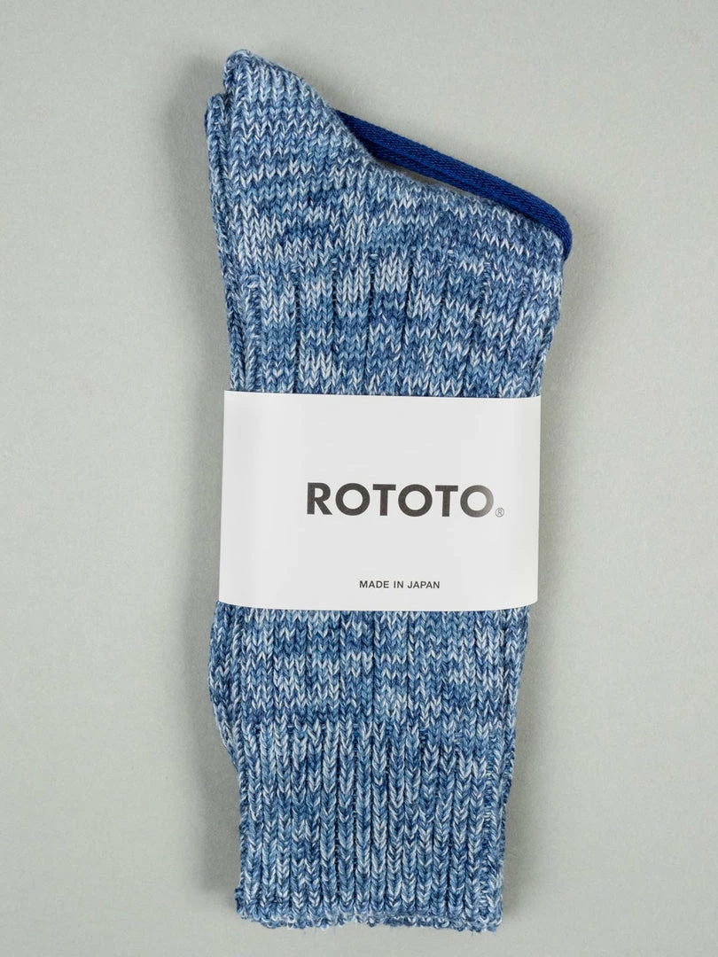 ROTOTO Denim Tone Crew Socks Ice 3 ROTOTO Denim Tone Crew Socks Ice