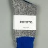 ROTOTO Double Face Crew Socks "Silk & Cotton" Blue/Grey 1 ROTOTO Double Face Crew Socks "Silk & Cotton" Blue/Grey
