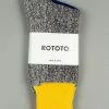 ROTOTO Double Face Crew Socks "Silk & Cotton" Yellow/Charcoal