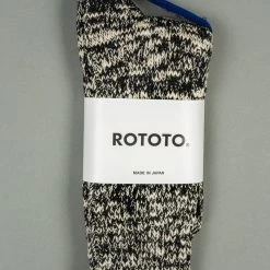 ROTOTO Low Gauge Slub Crew Socks Black