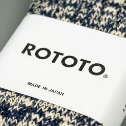 ROTOTO Low Gauge Slub Crew Socks Navy