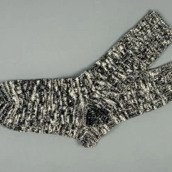 ROTOTO Low Gauge Slub Crew Socks Black