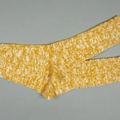 ROTOTO Low Gauge Slub Crew Socks Mustard