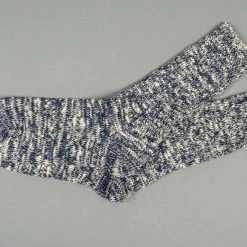 ROTOTO Low Gauge Slub Crew Socks Navy