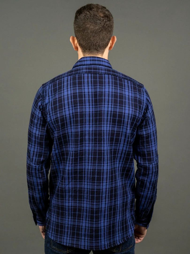 Samurai Jeans SIN21-01-OVS Rope Dyed Indigo Heavy Flannel Shirt Purple 4 Samurai Jeans SIN21-01-OVS Rope Dyed Indigo Heavy Flannel Shirt Purple