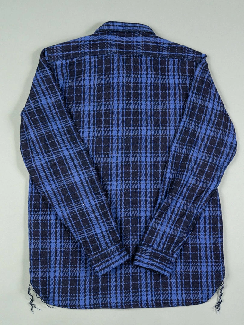 Samurai Jeans SIN21-01-OVS Rope Dyed Indigo Heavy Flannel Shirt Purple 12 Samurai Jeans SIN21-01-OVS Rope Dyed Indigo Heavy Flannel Shirt Purple