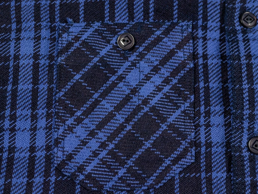 Samurai Jeans SIN21-01-OVS Rope Dyed Indigo Heavy Flannel Shirt Purple 15 Samurai Jeans SIN21-01-OVS Rope Dyed Indigo Heavy Flannel Shirt Purple