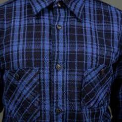 Samurai Jeans SIN21-01-OVS Rope Dyed Indigo Heavy Flannel Shirt Purple 38 Samurai Jeans SIN21-01-OVS Rope Dyed Indigo Heavy Flannel Shirt Purple