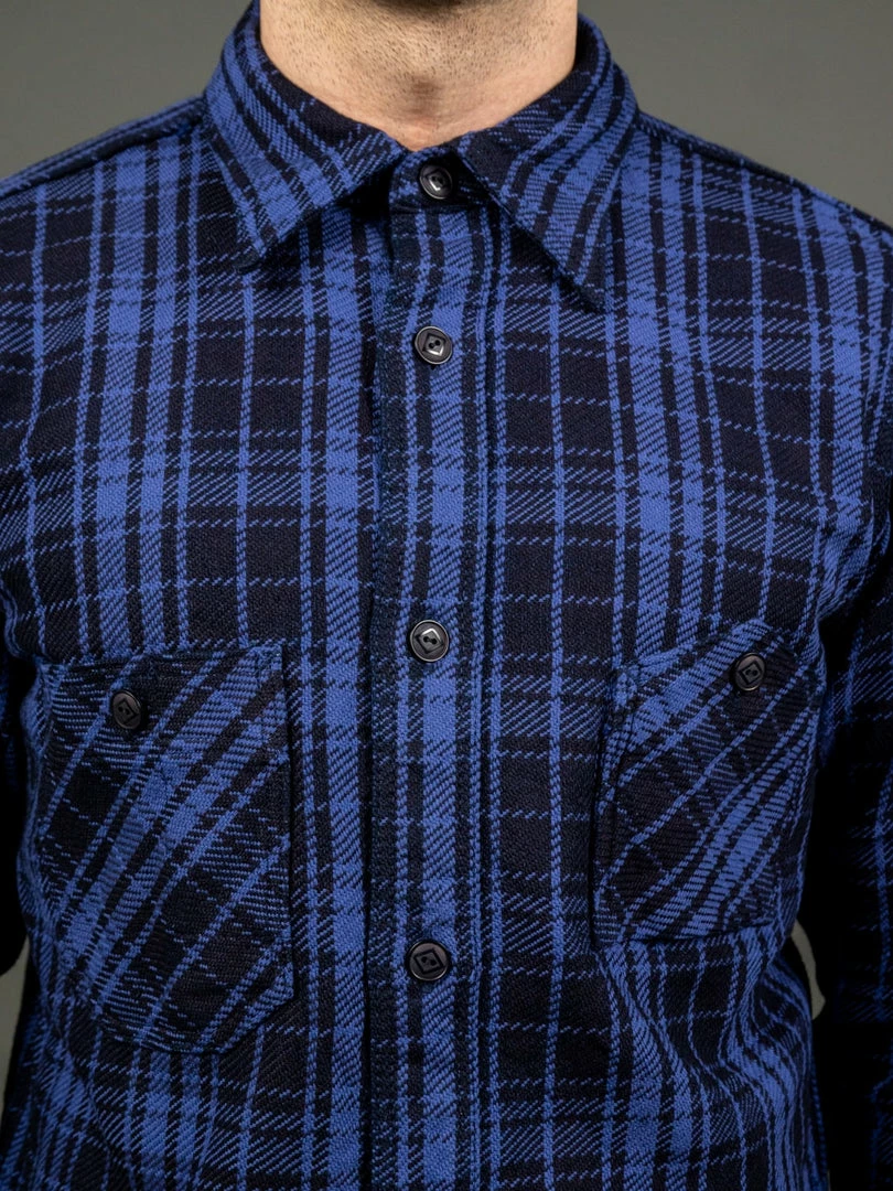 Samurai Jeans SIN21-01-OVS Rope Dyed Indigo Heavy Flannel Shirt Purple 6 Samurai Jeans SIN21-01-OVS Rope Dyed Indigo Heavy Flannel Shirt Purple