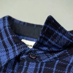 Samurai Jeans SIN21-01-OVS Rope Dyed Indigo Heavy Flannel Shirt Purple 60 Samurai Jeans SIN21-01-OVS Rope Dyed Indigo Heavy Flannel Shirt Purple