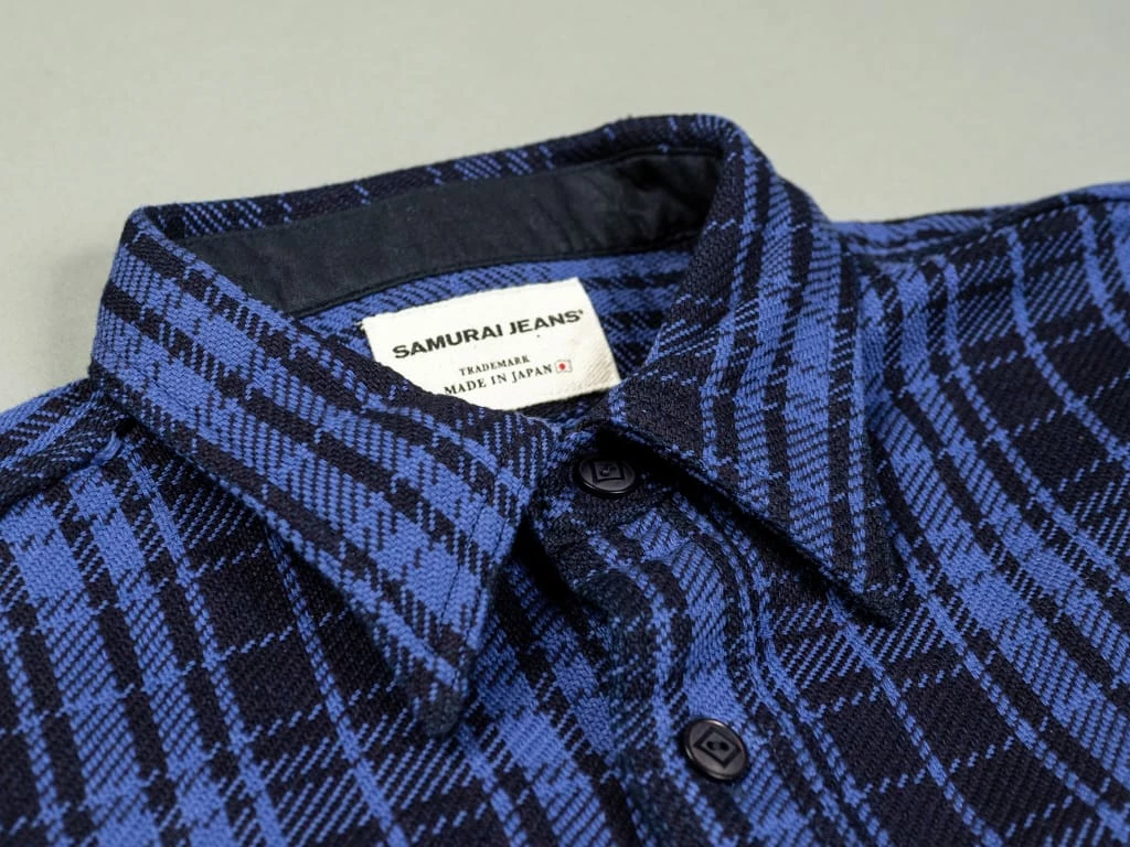 Samurai Jeans SIN21-01-OVS Rope Dyed Indigo Heavy Flannel Shirt Purple 13 Samurai Jeans SIN21-01-OVS Rope Dyed Indigo Heavy Flannel Shirt Purple