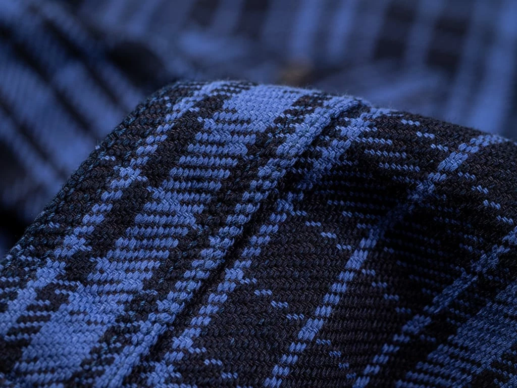 Samurai Jeans SIN21-01-OVS Rope Dyed Indigo Heavy Flannel Shirt Purple 31 Samurai Jeans SIN21-01-OVS Rope Dyed Indigo Heavy Flannel Shirt Purple