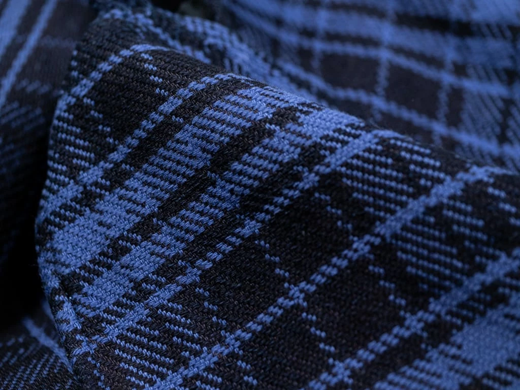 Samurai Jeans SIN21-01-OVS Rope Dyed Indigo Heavy Flannel Shirt Purple 29 Samurai Jeans SIN21-01-OVS Rope Dyed Indigo Heavy Flannel Shirt Purple