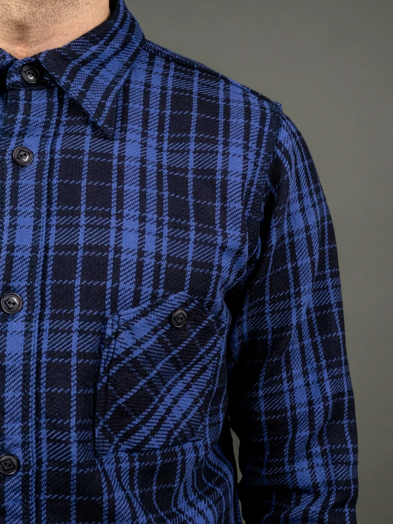 Samurai Jeans SIN21-01-OVS Rope Dyed Indigo Heavy Flannel Shirt Purple 8 Samurai Jeans SIN21-01-OVS Rope Dyed Indigo Heavy Flannel Shirt Purple