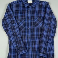 Samurai Jeans SIN21-01-OVS Rope Dyed Indigo Heavy Flannel Shirt Purple 43 Samurai Jeans SIN21-01-OVS Rope Dyed Indigo Heavy Flannel Shirt Purple