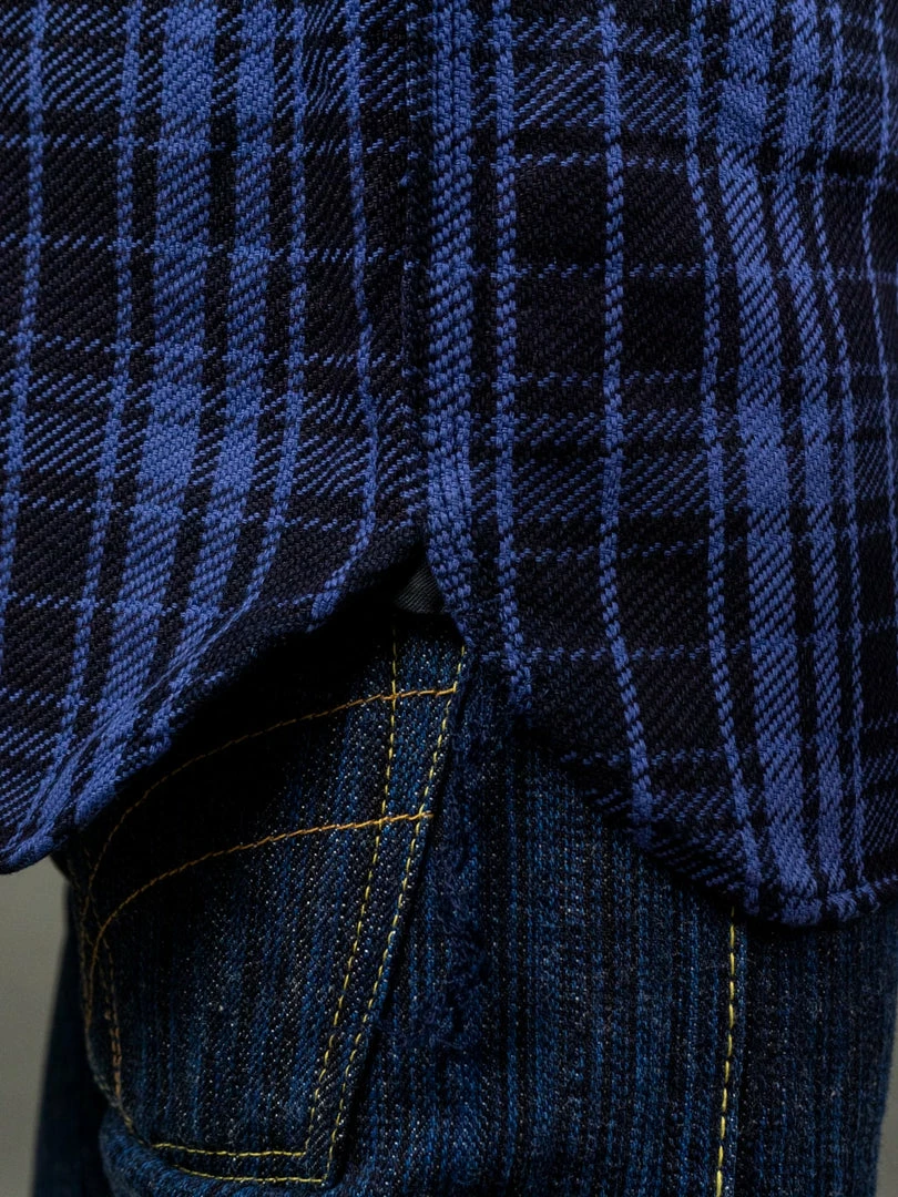 Samurai Jeans SIN21-01-OVS Rope Dyed Indigo Heavy Flannel Shirt Purple 7 Samurai Jeans SIN21-01-OVS Rope Dyed Indigo Heavy Flannel Shirt Purple
