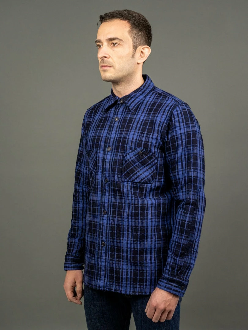 Samurai Jeans SIN21-01-OVS Rope Dyed Indigo Heavy Flannel Shirt Purple 5 Samurai Jeans SIN21-01-OVS Rope Dyed Indigo Heavy Flannel Shirt Purple