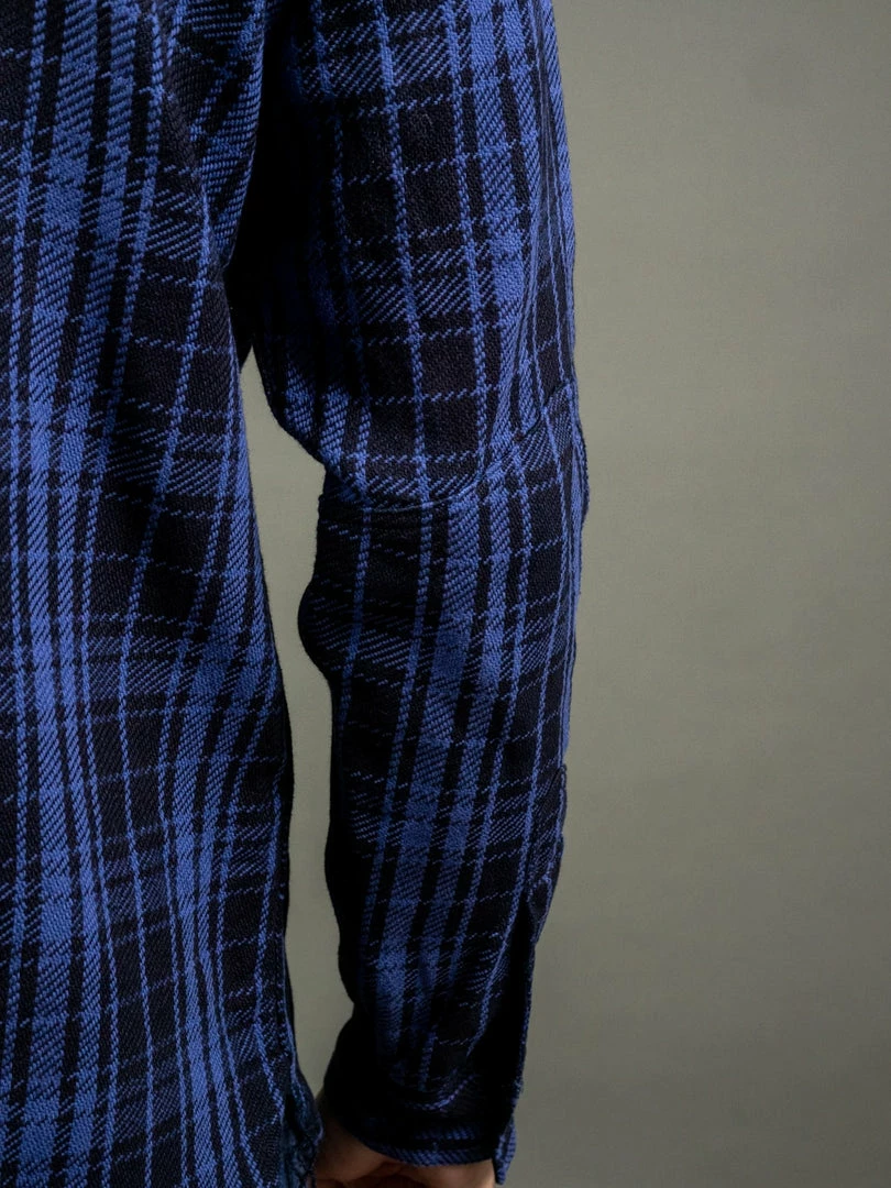 Samurai Jeans SIN21-01-OVS Rope Dyed Indigo Heavy Flannel Shirt Purple 9 Samurai Jeans SIN21-01-OVS Rope Dyed Indigo Heavy Flannel Shirt Purple