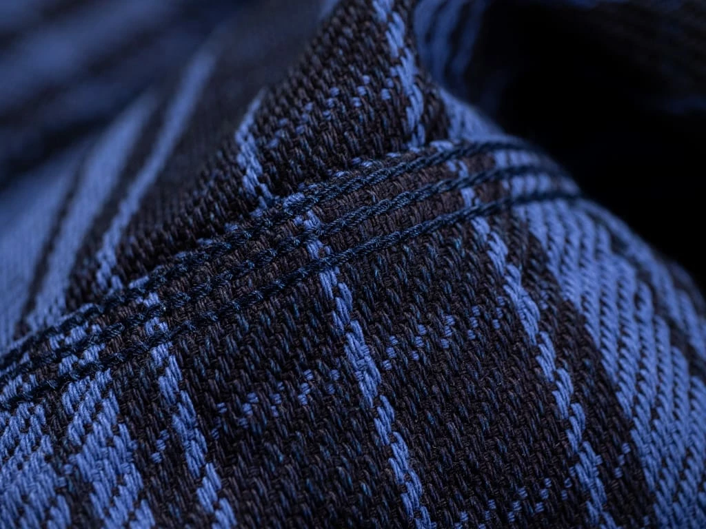 Samurai Jeans SIN21-01-OVS Rope Dyed Indigo Heavy Flannel Shirt Purple 24 Samurai Jeans SIN21-01-OVS Rope Dyed Indigo Heavy Flannel Shirt Purple