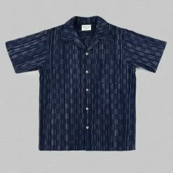 NEW ARRIVALS Samurai Jeans SOS22-S03 Natural Indigo Ichimatsu Shirt Shima