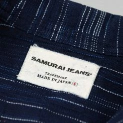 NEW ARRIVALS Samurai Jeans SOS22-S03 Natural Indigo Ichimatsu Shirt Shima