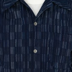NEW ARRIVALS Samurai Jeans SOS22-S03 Natural Indigo Ichimatsu Shirt Shima