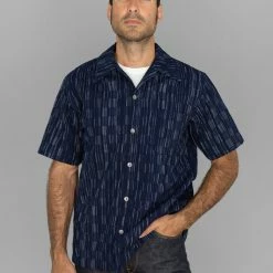 NEW ARRIVALS Samurai Jeans SOS22-S03 Natural Indigo Ichimatsu Shirt Shima