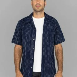 NEW ARRIVALS Samurai Jeans SOS22-S03 Natural Indigo Ichimatsu Shirt Shima