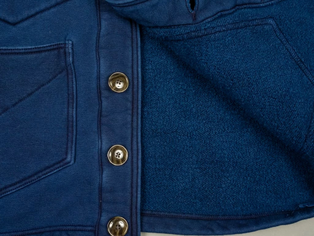 The Strike Gold Indigo Loopwheeled Shawl Collar Cardigan 15 The Strike Gold Indigo Loopwheeled Shawl Collar Cardigan