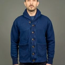 The Strike Gold Indigo Loopwheeled Shawl Collar Cardigan