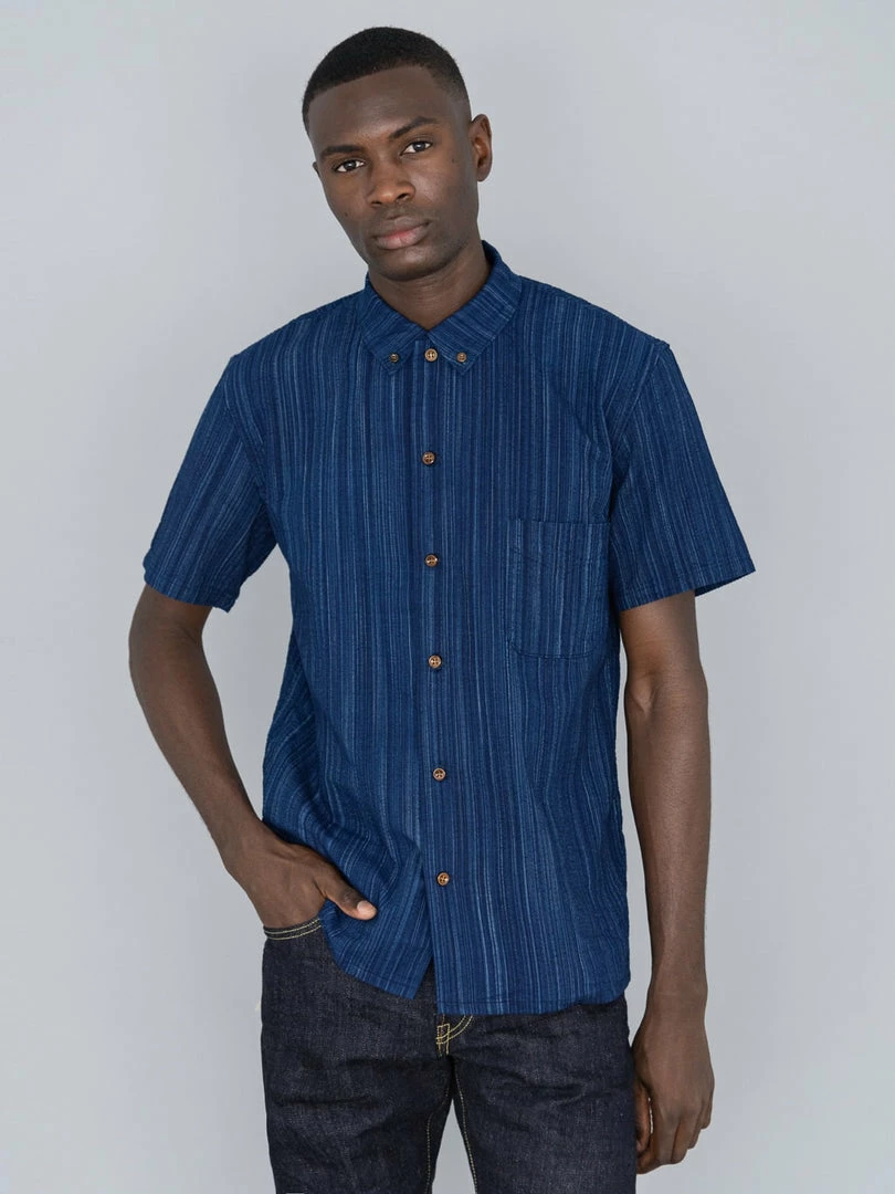 STUDIO D´ARTISAN Studio D'Artisan Indigo Shijira Kasuri Shirt NEW ARRIVALS 3 STUDIO D´ARTISAN Studio D'Artisan Indigo Shijira Kasuri Shirt NEW ARRIVALS
