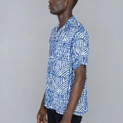 Sun Surf Polynesian Tapa Design Hawaiian Shirt Navy