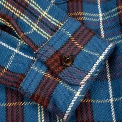 UES Heavy Flannel Shirt Dark Blue Check