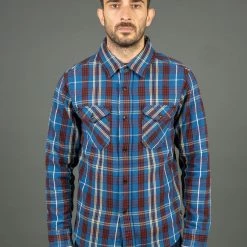 UES Heavy Flannel Shirt Dark Blue Check