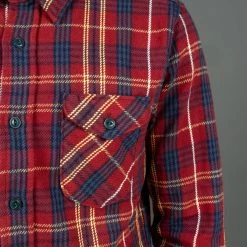 UES Heavy Flannel Shirt Dark Red Check
