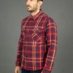UES Heavy Flannel Shirt Dark Red Check