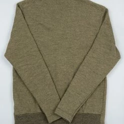 NEW ARRIVALS Loop & Weft Heather Slub Pile Back Hem Ribbed Cardigan Army Olive