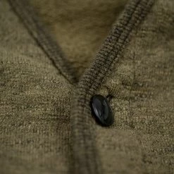 NEW ARRIVALS Loop & Weft Heather Slub Pile Back Hem Ribbed Cardigan Army Olive